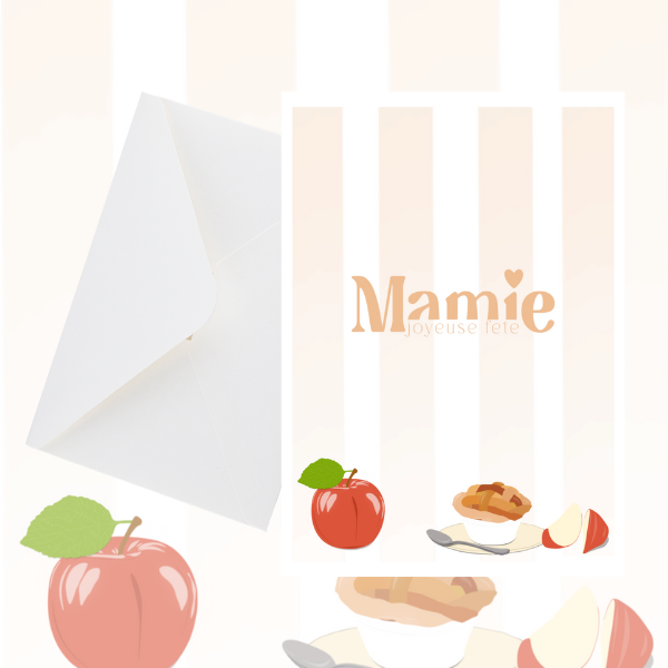 Carte postale - Joyeuse fête Mamie - Tarte aux pommes